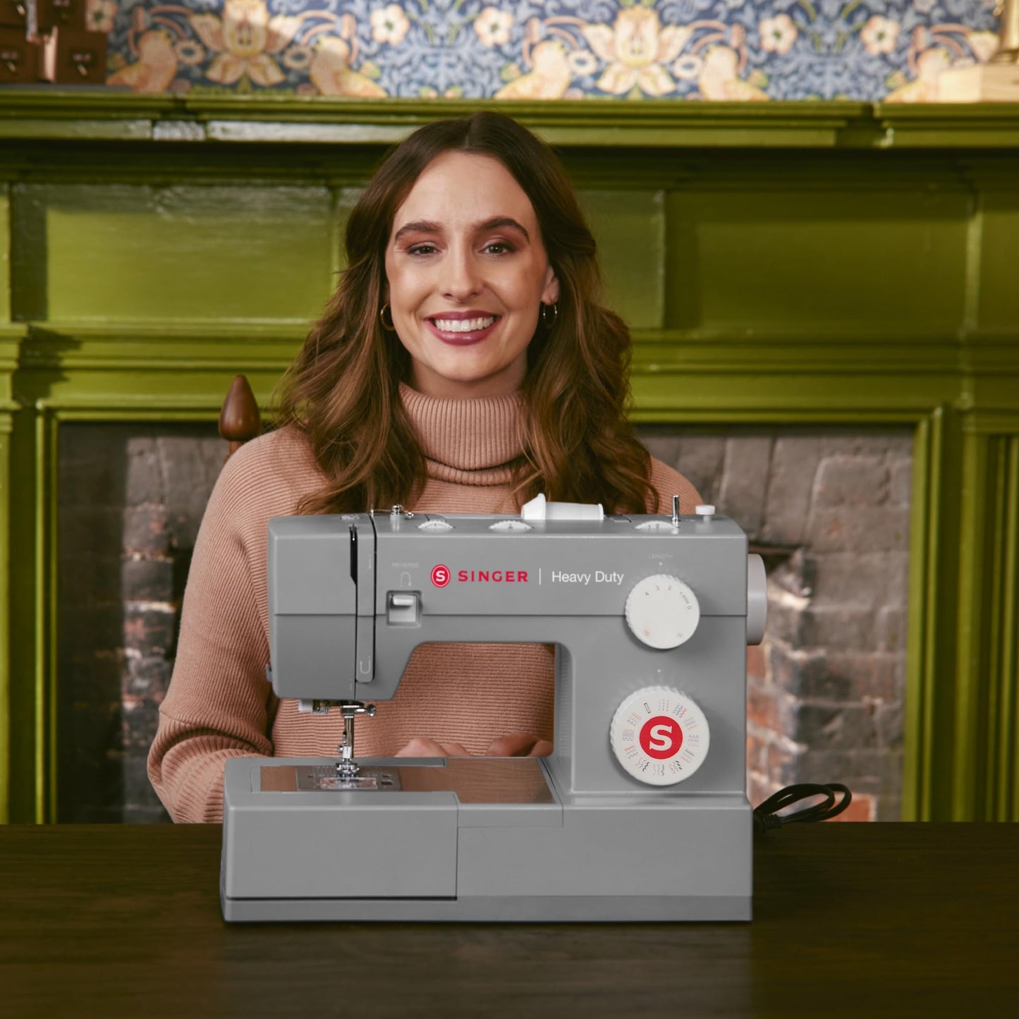 SINGER® Heavy Duty 4452 (Grey) High Speed Sewing Machine + Accessories | 32 Built-In Stitches Deliver 110 Stitch Applications | 50% More Power for Thick Fabrics, 1100 Stitches/Min, 1-Step Buttonhole