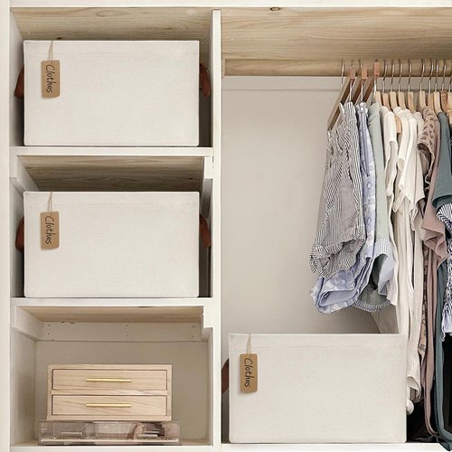 CHICVITA Storage Baskets - Modern Beige Closet Organizers | 2-Pack, 16.75" L x 11" W x 9.75" H