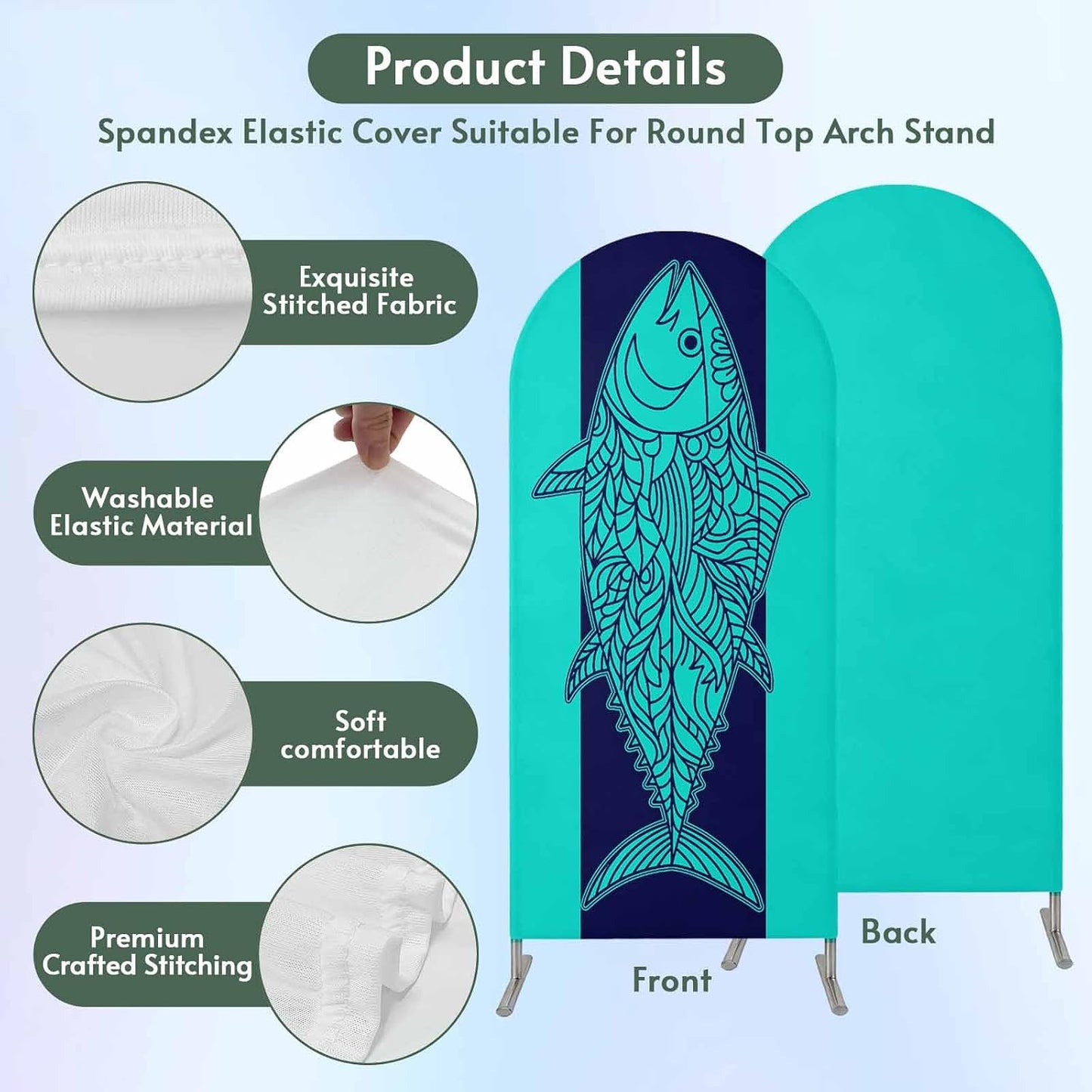Duskova Living 4 Summer Tuna Arch Backdrop Cover FT, Beach Wedding Arch Cover Stretchy Backdrop Stands Covers