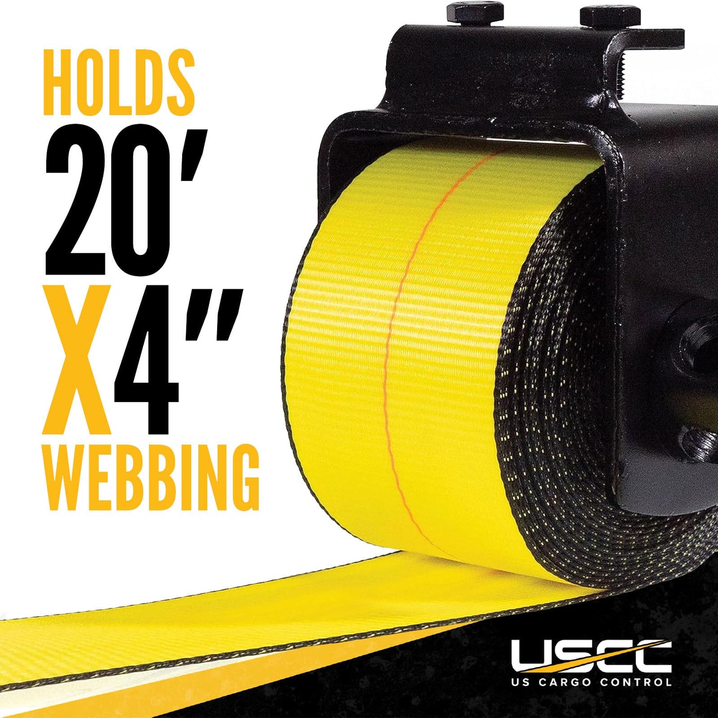 US Cargo Control Standard Portable Winch for Flatbed Trailer (5-Pack), 4 Inch Winch Holds Up 20 Feet of 4 Inch Webbing, Bolt-On Winch with 2 Set Screws for Bottom Mount, 5,500 LBS Working Load Limit