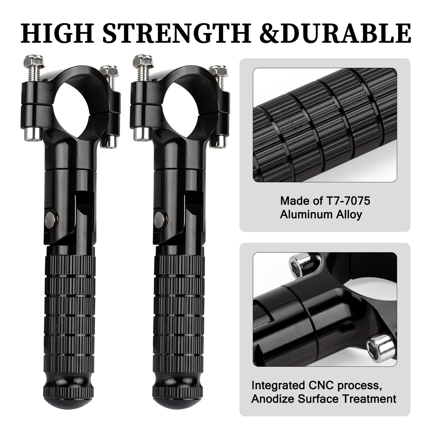 XINGWU 1.25" Foldable Motorcycle Highway Foot Pegs Universal for 32mm Crash Bars CNC Anti-Slip Foot Rest Pedals for Harley Davidson Touring Honda Yamaha Suzuki Motorbike Electric Dirt Pit Bike(Black)