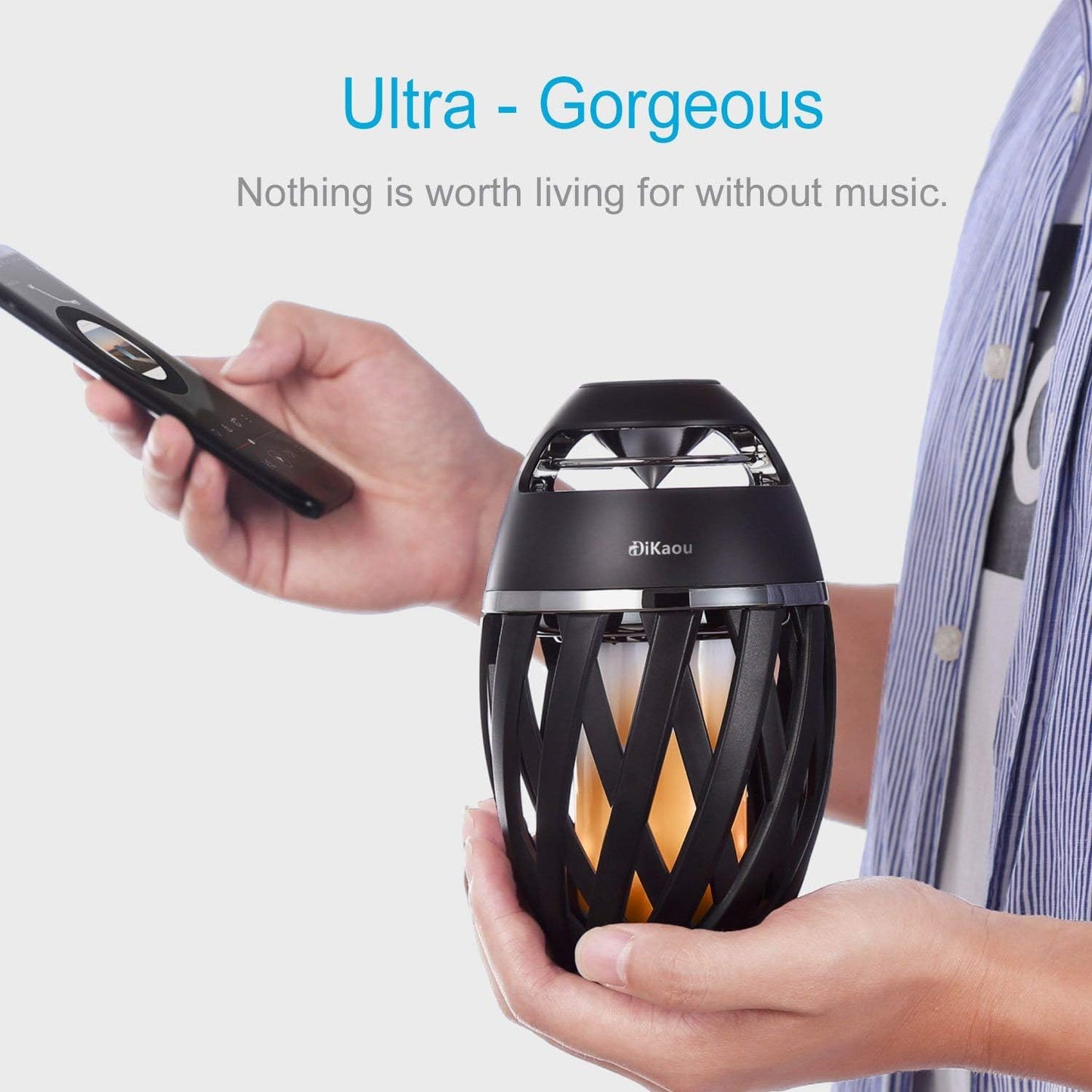 DiKaou BT4.2 Led Flame Table lamp, Torch Atmosphere Bluetooth Speakers&Outdoor Portable Stereo Speaker with HD Audio