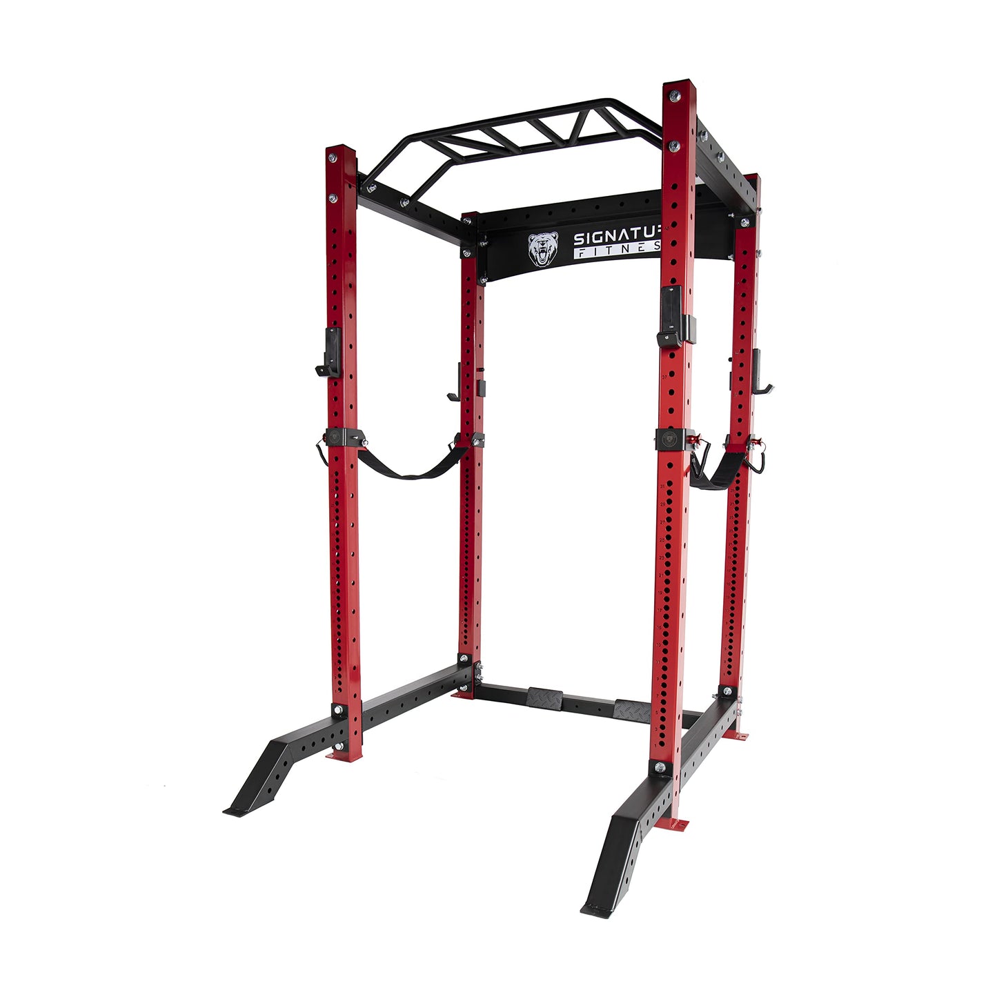 Signature Fitness SF-3 1,500 Pound Capacity 3” x 3” Power Cage Squat Rack, Includes J-Hooks and Safety Straps, Other Optional Accessories, Stabilizer Feet