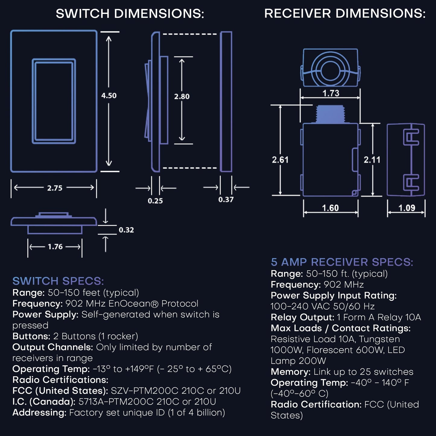 RunLessWire 3-Way Battery-Free DIY Wireless Light Switch Kit 150ft RF Range Self-Powered by Kinetic Energy for Hallways & Stairways: 2 Remote Switches Control 1 5A On/Off Receiver White