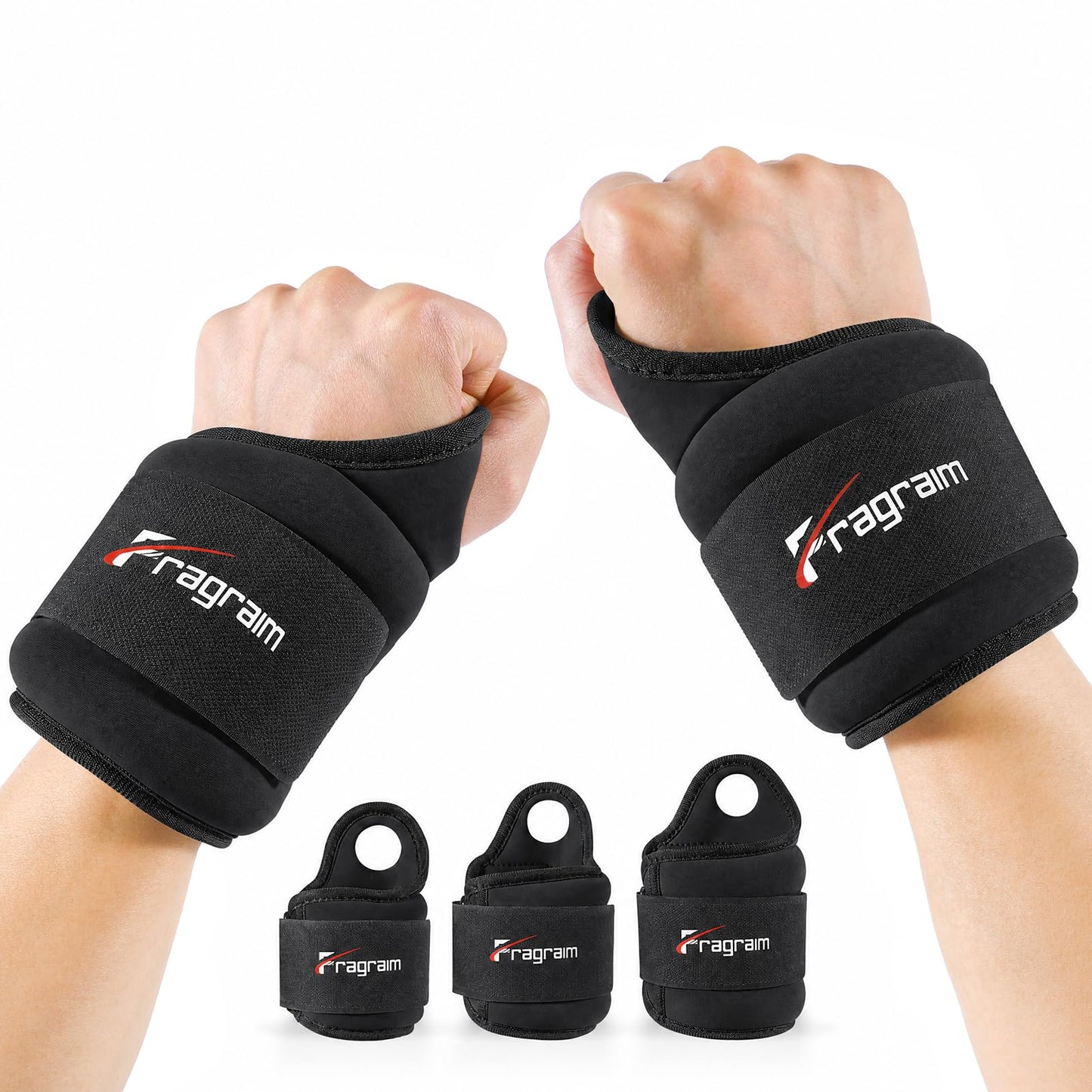 Fragraim Wrist Weights for Women Men with Thumb Loops Lock 3lb*2 Wrist and Ankle Weights Sets for Walking Running Strength Training Exercises- Black