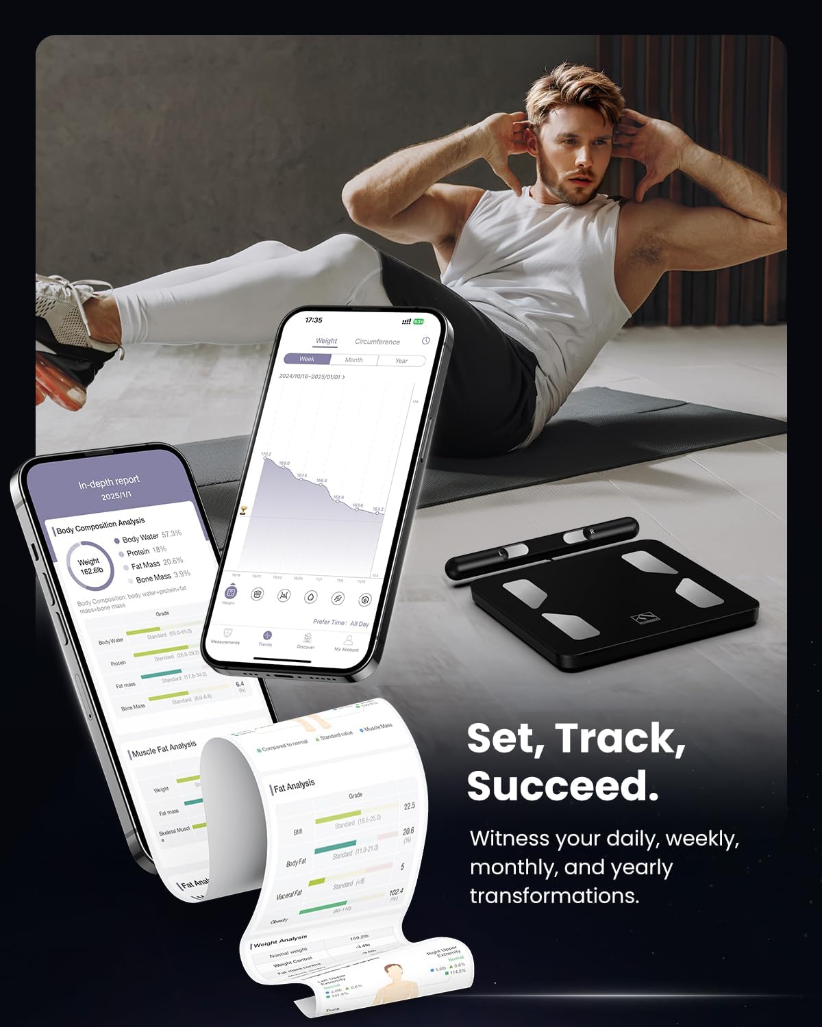 FITINDEX Smart Scale for Body Weight, Body Pod Scale [2026 Upgraded], 8-Electrode Body Composition Scale with BMI, Body Fat, Muscle Mass, Digital Bathroom Scale with Larger Platform, Bluetooth