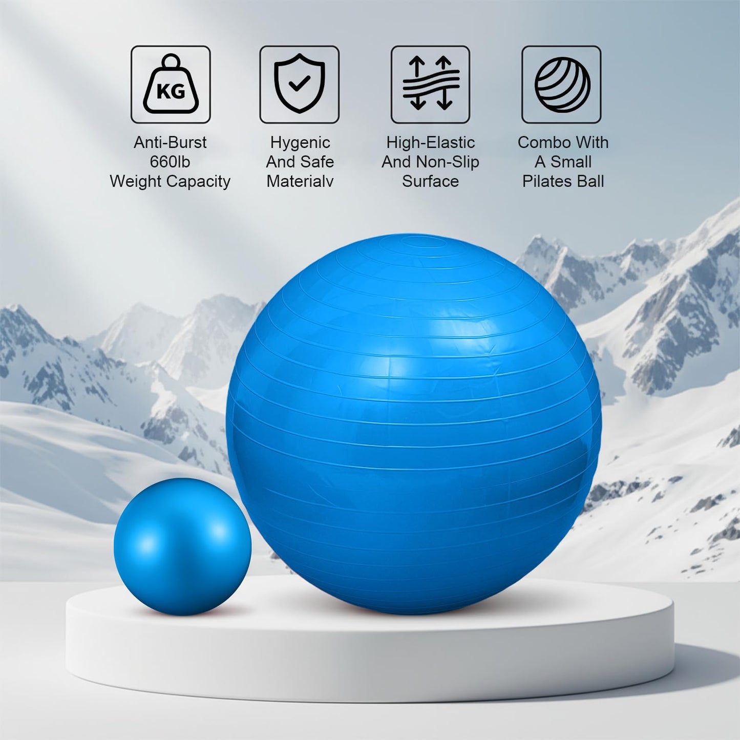 Kifmurase 2PCS Yoga Ball, 25Inch Thicked Anti-Burst Exercise Balls for Workout Stretching Stability, Non-Slip Balance Ball Equipment for Women Pilates Physical Therapy Pregnancy Labor Birthing Fitness