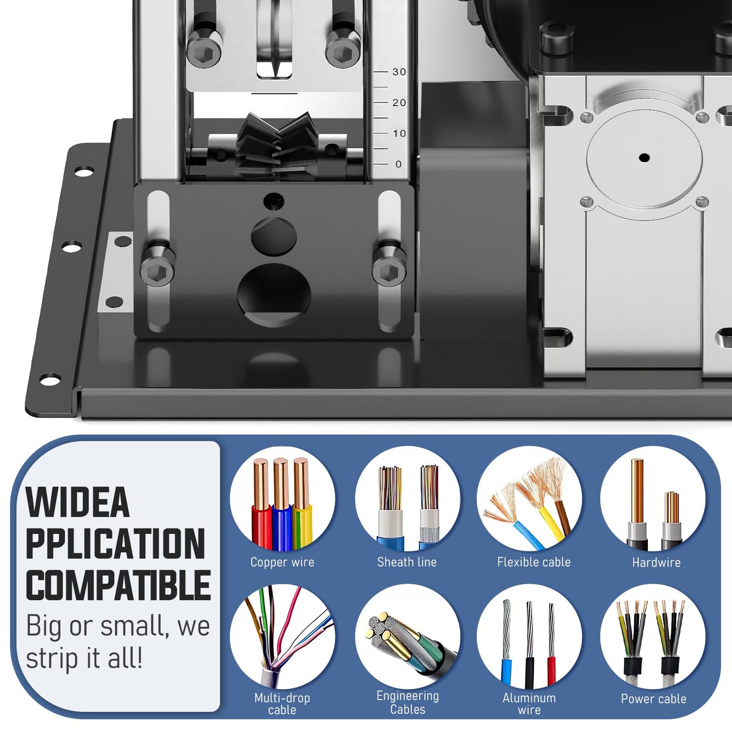 Wire Stripping Machine, 0.06''–1.18'' Automatic Electric Wire Stripper, Heavy Duty Copper Wire Stripping Tool with Aluminum Frame for Scrap Copper Recycling, DIY Cable, Romex, Industrial Use