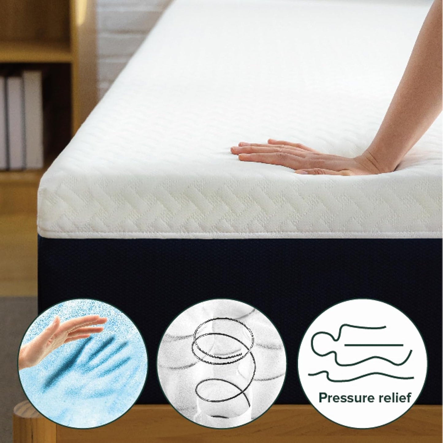 Zinus 10 Inch King Hybrid Mattress - Cooling Comfort, Medium Firm, Fiberglass Free, Motion Isolation