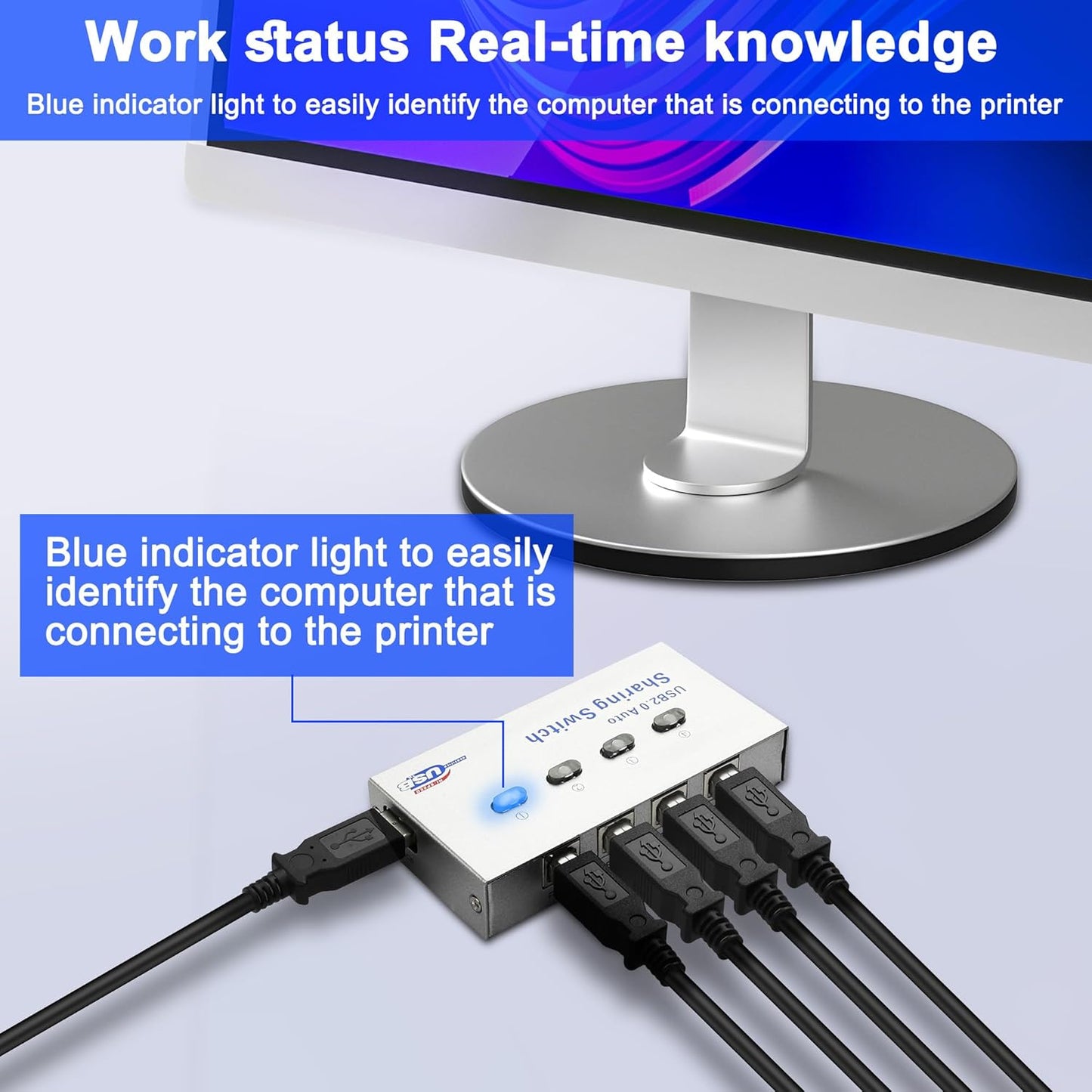 2.0 4 1 4 1 -1 XMSJSIY USB Sharing Switch Selector in Out Printer Sharer Switcher PC to Splitter Hub