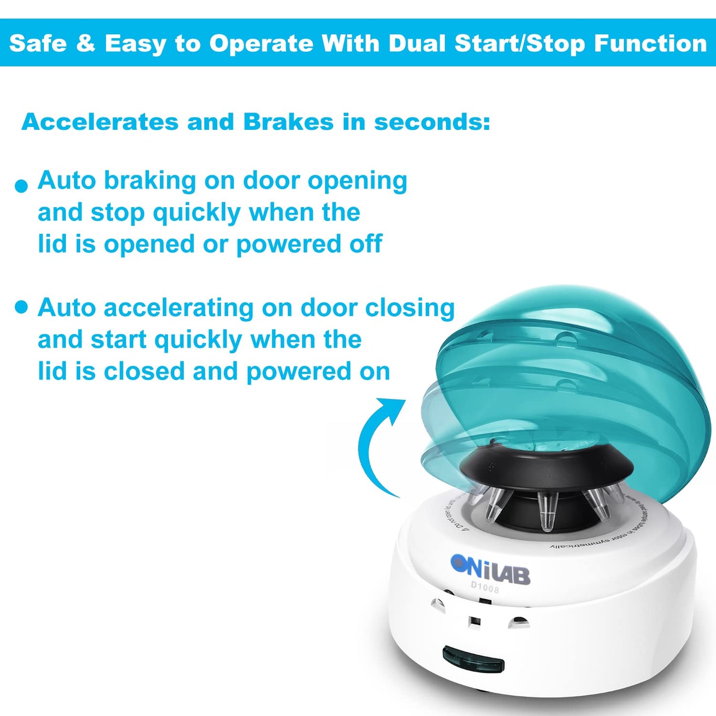ONiLAB Scientific Mini Centrifuge 5000RPM,1360 x g RCF, Lab Benchtop Centrifuge with 2 Rotors for 8 x 0.2/0.5/1.5/2.0ml and 0.2mL×32 PCR Strips, Low Noise≤45dB, 100-240V,Green lid(ONLY for MICROTUBES)