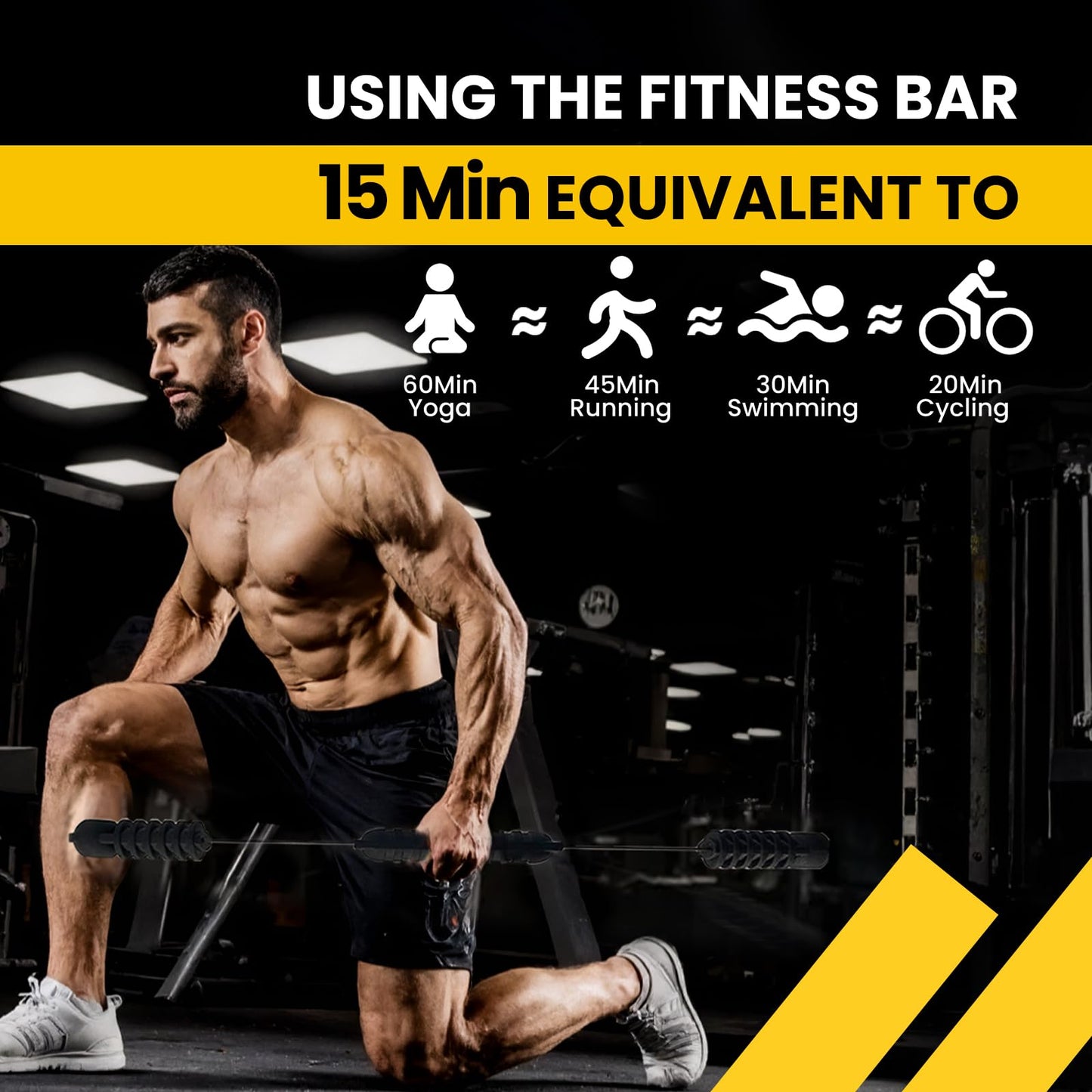 Ann Katy Upgraded Elastic Fitness Bar,Physical Therapy Equipment for Exercise Vibration Training,Fat Buring Workout for Yoga Pilates Sports,Abdominal Muscles Strength Exercises in Home Gym