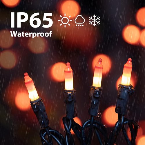 Minetom Halloween String Lights - 100-Count 25Ft. Waterproof Mini Candy Corn | Indoor & Outdoor Decor