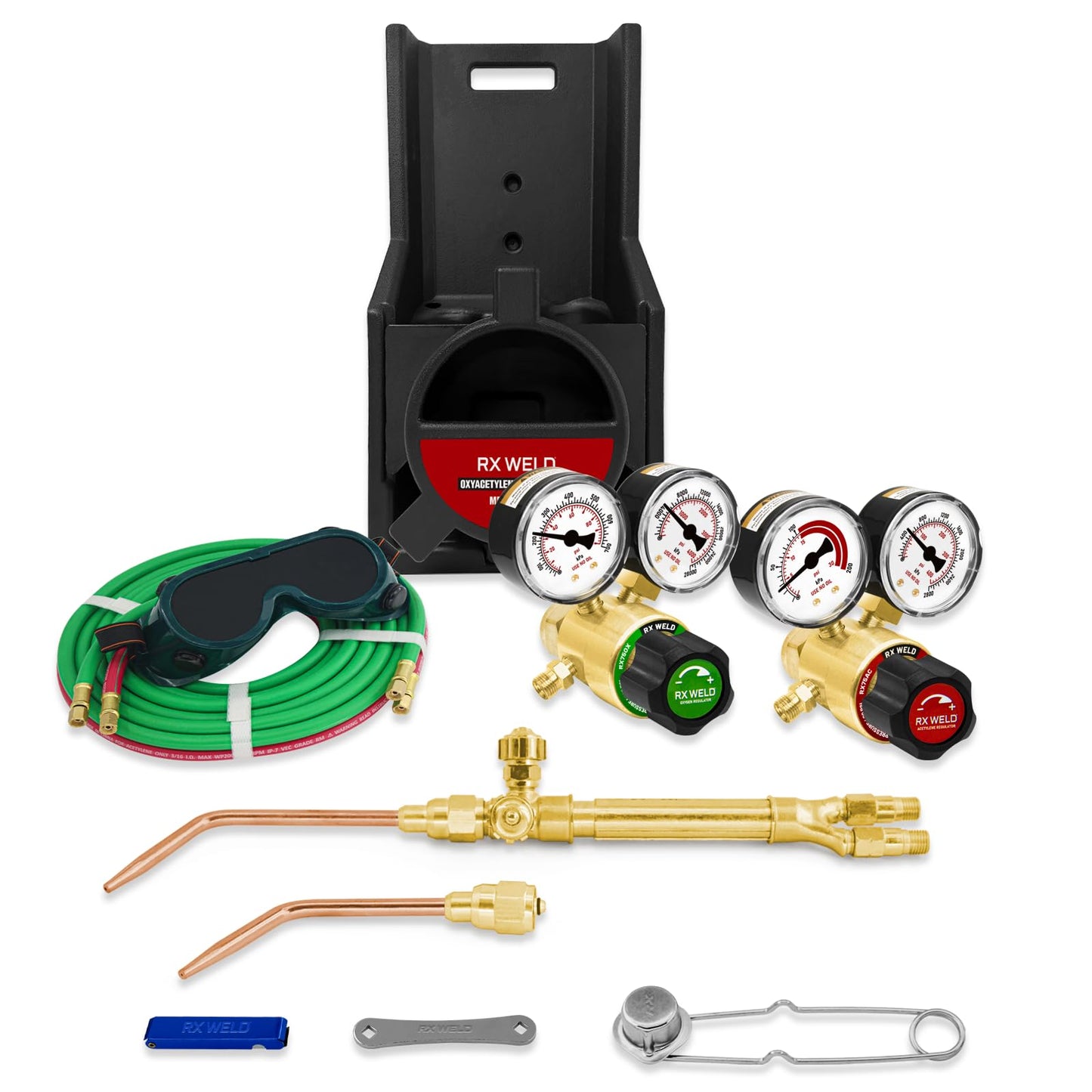 RX WELD Oxy-Fuel Welding and Cutting Torch Kit - Light Duty HVAC Brazing Set with Check Valves & Tote (Cylinders Not Included)
