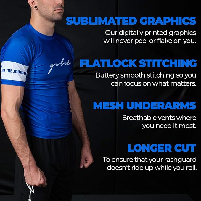 Gold BJJ Foundation Rash Guard - Ranked No-Gi and Gi Jiu Jitsu Rashguard