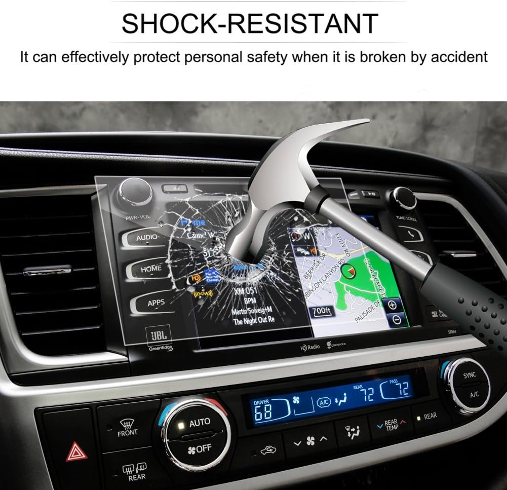 2014-2019 8 Inch, 9H LFOTPP Car Navigation Screen Protector for Highlandre LE Plus XLE Entune Tempered Glass Hardness