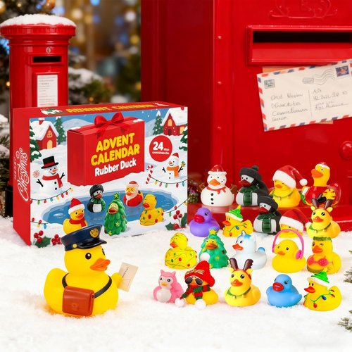 Christmas Rubber Ducks by [Brand Name] - 24 Pcs Fidget Toys for Advent Countdown | Fun Bath Gifts for Kids