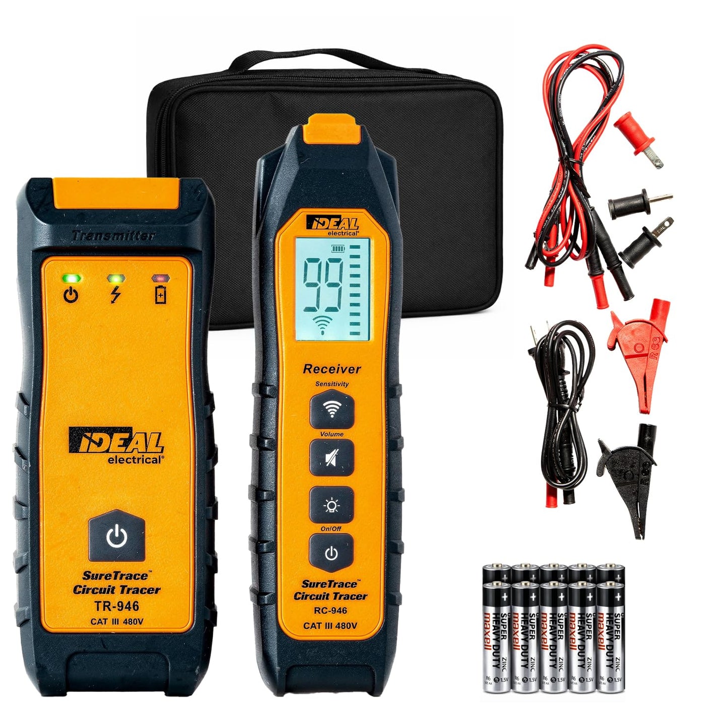 Ideal Electrical SureTrace Digital Circuit Tracer (61-946), Circuit Breaker Finder, 0-480 Volts AC/DC with Backlit Display, Find Breakers, Fuses, Wires, Dead Shorts, and Splice Errors