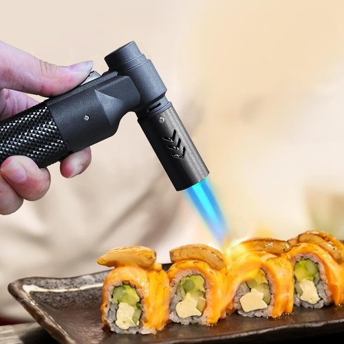 Luxgaze Butane Torch - Refillable Mini Blow Torch with Big Jet Flame for Culinary & BBQ | Black