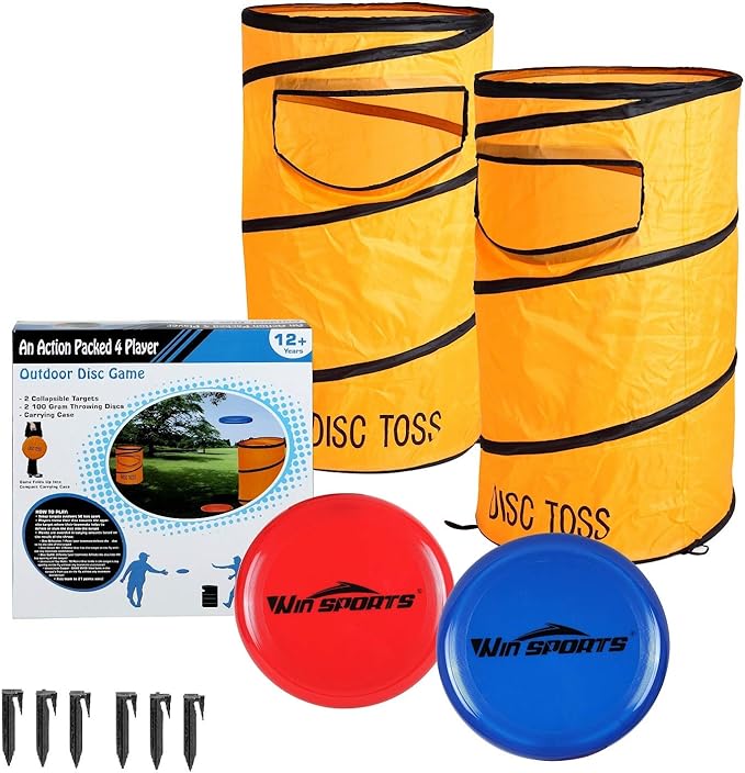 Folding Disc Toss Game Set - Flying Disc Toss Dunk Game Set - Includes 2 Disc Targets with Bean Bag & 2 Flying Discs & Carrying Case - Great for Backyard,BBQs,Tailgating