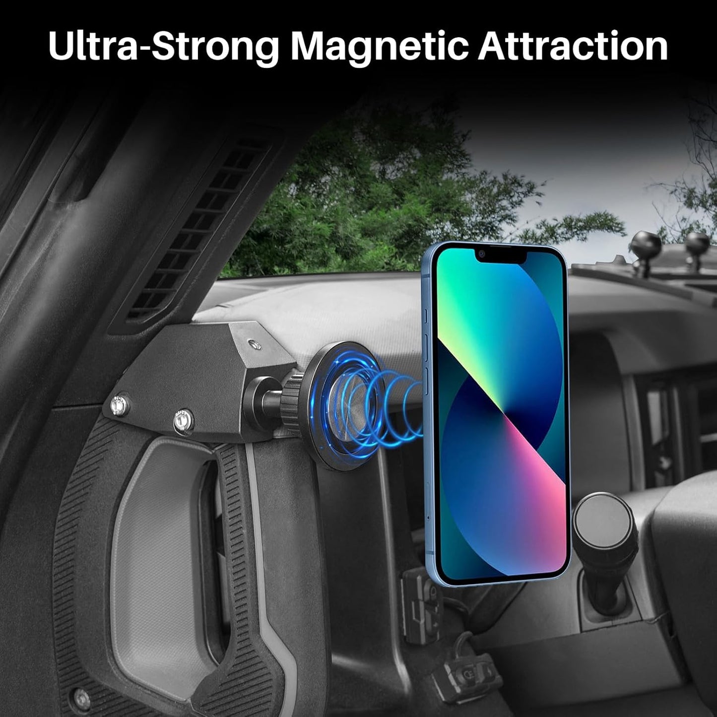 BIZOCO 360 20212025, Magnetic Phone Holder for Car Magnetic Phone Mount for Ford Bronco Accessories, Rotating