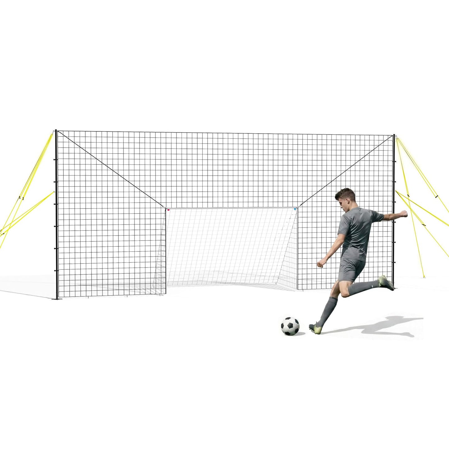 3-in-1 Soccer Goal with Rebounder & Backstop Net, Soccer Training Equipment for Backyard, Soccer Rebounder for Shooting, Passing & Ball Control, Kids & Youth (Standard)