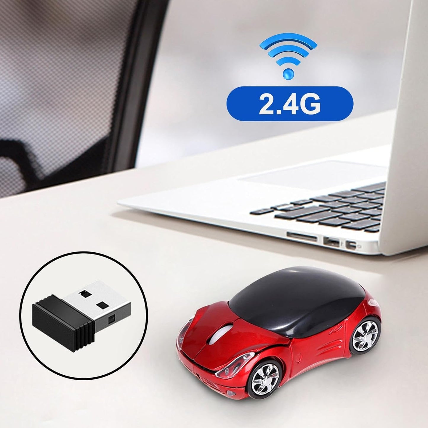 Generic 2.4GHz 1200DPI Car Shaped Wireless Mouse, Cordless Mouse with USB Receiver, Portable Mini Mouses, Car Mouses