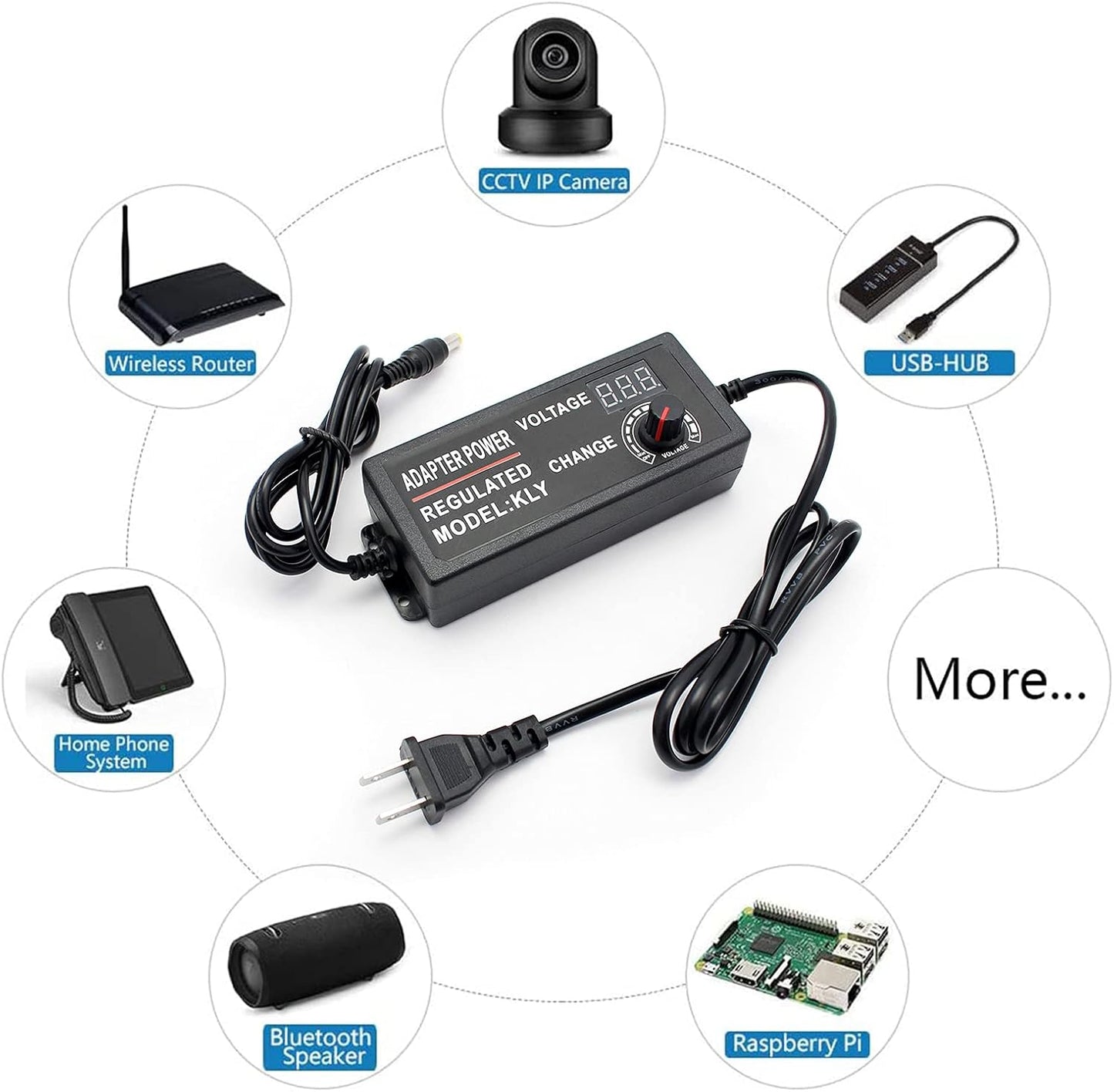 Yetaida 100-240V 3-12V 5A 50-60hz (3V-12V 5A) to Power Supply Adjustable Universal AC/DC Switching Power Adapter