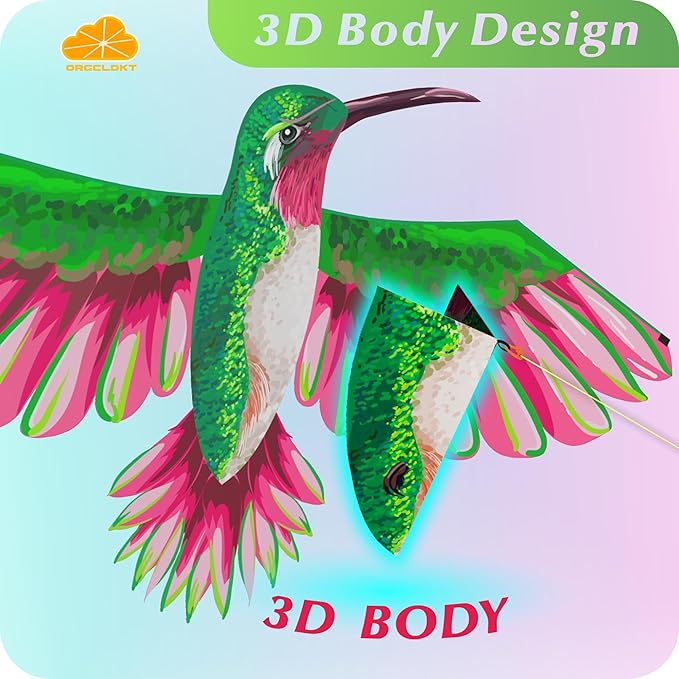 ORGCLDKT- 3D Lifelike Style Bird/Eagle Kite, Super Easy to Fly with, Ideal for Kids, Adults, Girls, Boys. Kites for The Beach, Grassland, Hiking