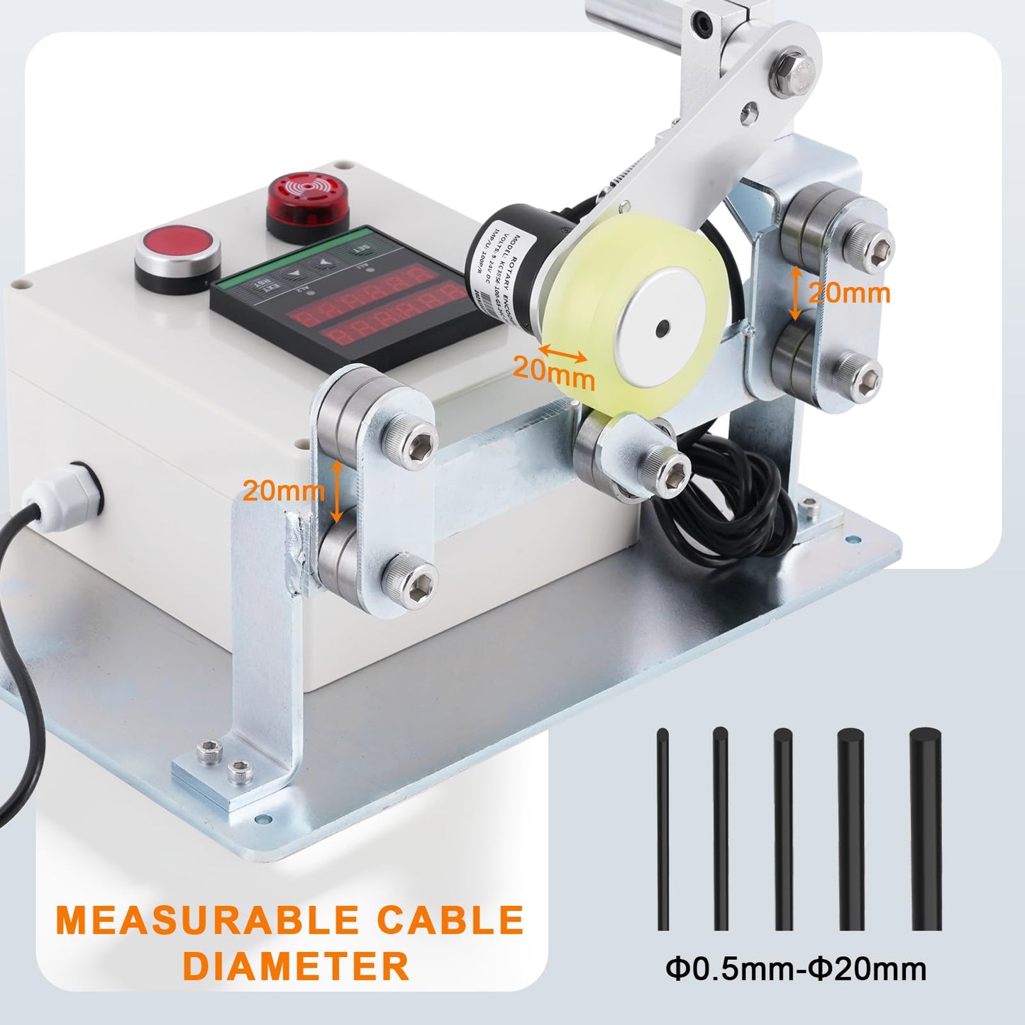 JIAWANSHUN Digital Wire Cable Length Meter Counter Measured Wheel in Feet Inches Meter Yard, Alarm, Initial Value Setting Input 100-240V