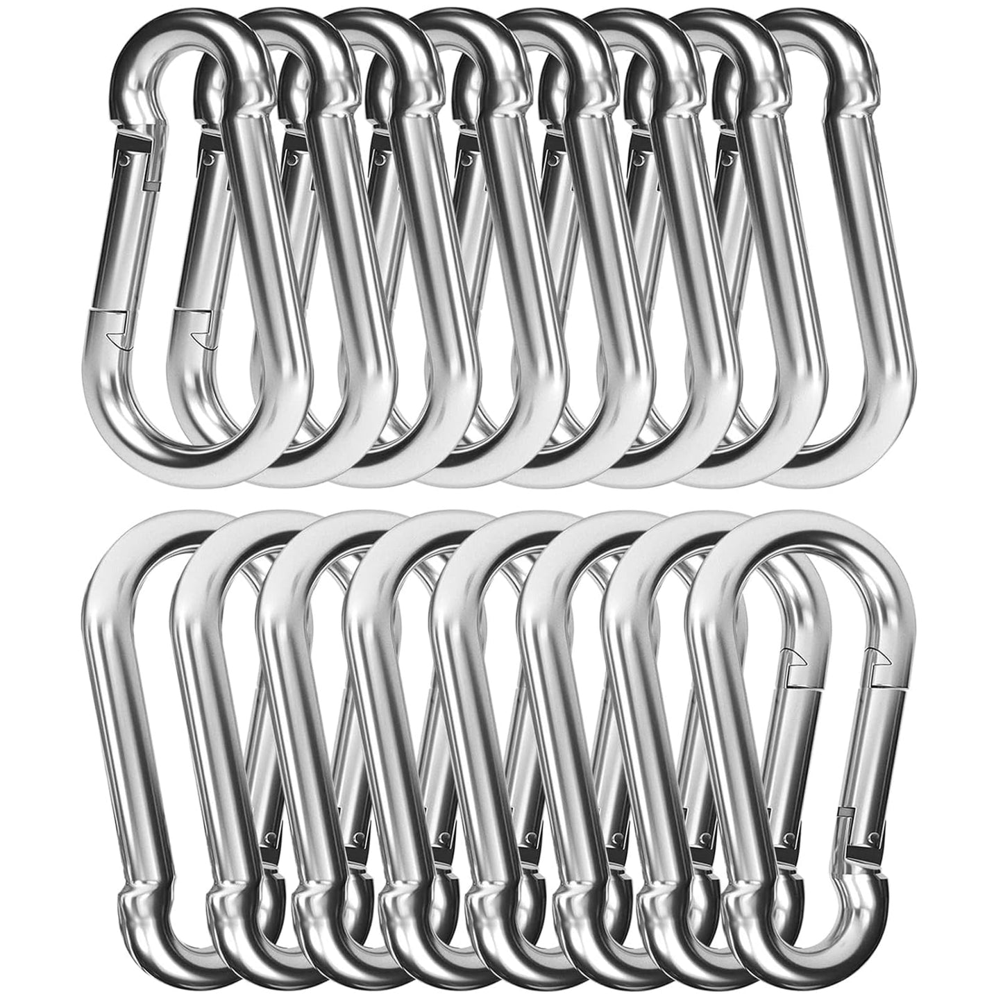 GAGBC 30PCS Heavy Duty Spring Snap Hook Carabiners Bulk, 3" M8 5/16" Galvanized Steel Quick Link Clip, 500LB Capacity for Outdoor, Gym, Hammock, Swing, Trailer Chain (30, 3 inch)