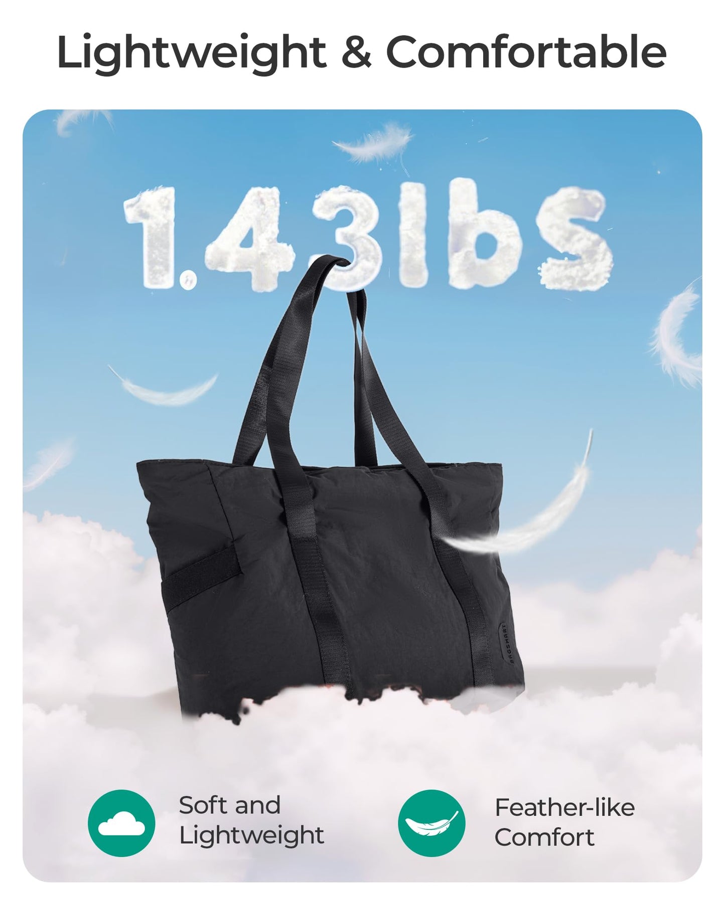 BAGSMART Tote Bag for Women, Tote Bag with Zipper Work Tote with Compartments Nurse Shoulder Hanbag for Travel, Gym