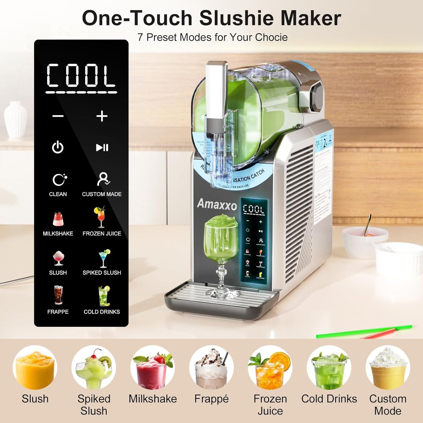 Slushie Machine for Home 15-60Mins - 88oz Slushy Machine Maker No Ice Needed Self Cleaning, Frozen Drink Machine, 7 Preset Programs for Margarita, Frappés, Milkshakes, Soda, Fruit Juice Slushies