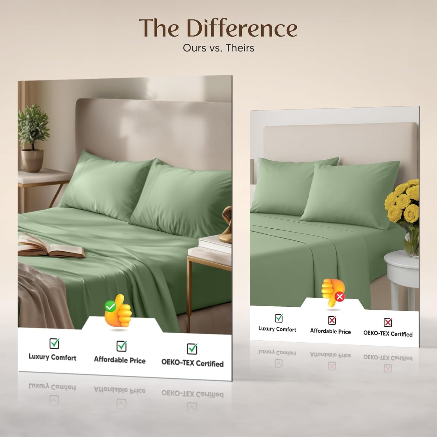 Utopia Bedding King Size Sheet Set - Soft, Breathable Microfiber | 4-Piece in Sage with Oeko-Tex Certification