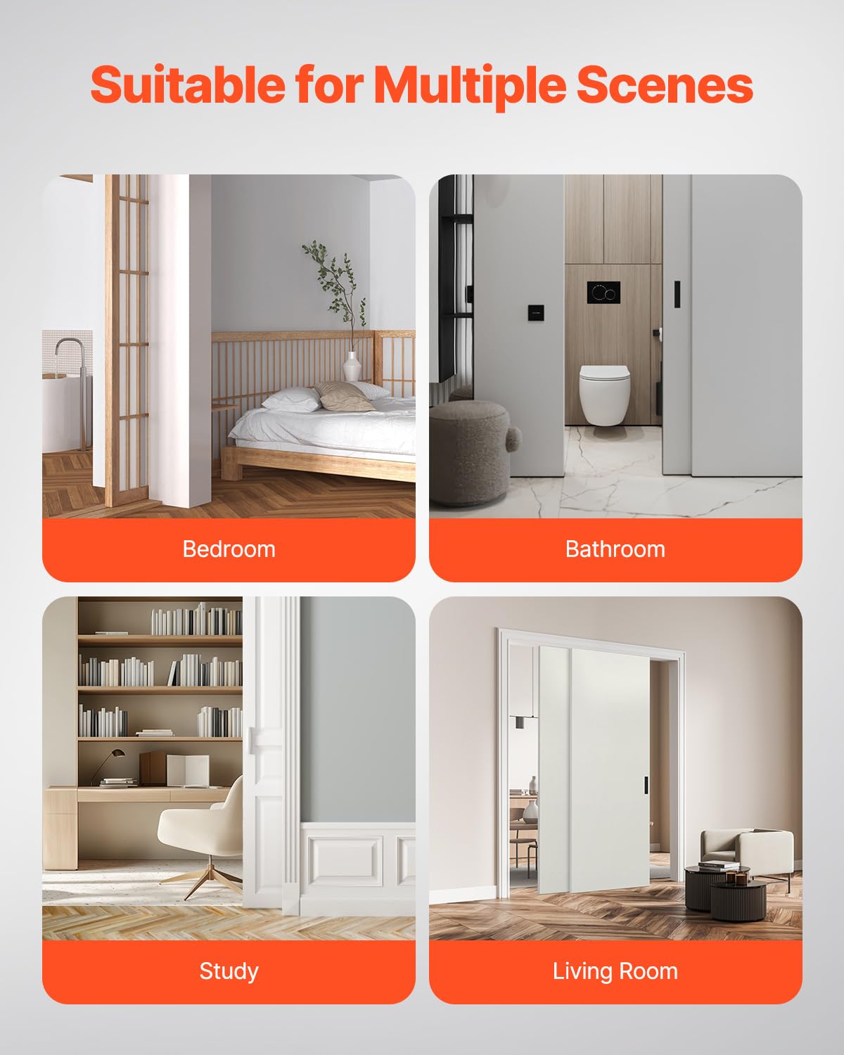 VEVOR Bypass Door Hardware, 4ft Heavy Duty Bypass Sliding Door Hardware Kit, Aluminum Alloy Sliding Closet Door Hardware Set with Finger Pulls, for 2 Door System, Fit Door Thickness 1 3/8" - 1 3/4"