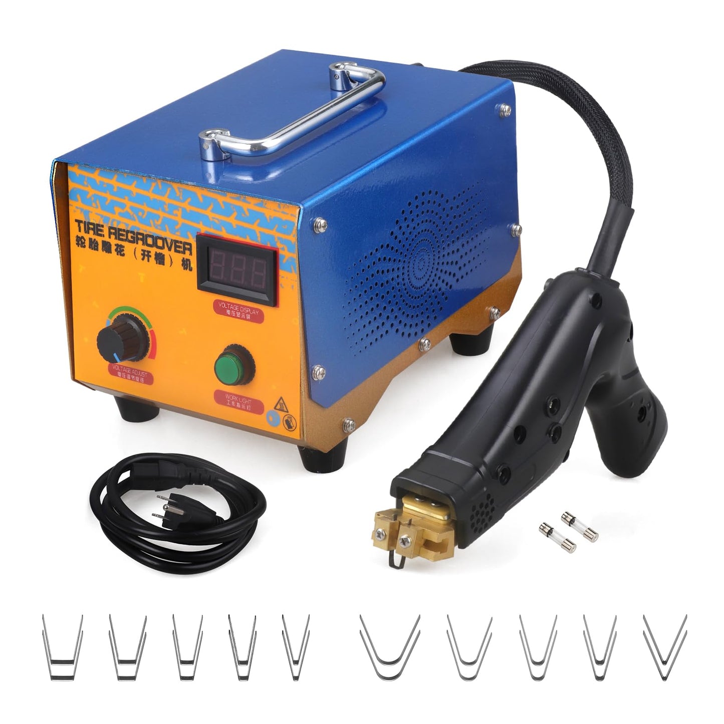 Oztwel Tire Groover Machine, 1000W Rubber Tire Regroover Machine, Tire Grooving Tool, Professional Tire Groover with 20 pcs U/V-Shaped Blades for Rubber and Tires 110V
