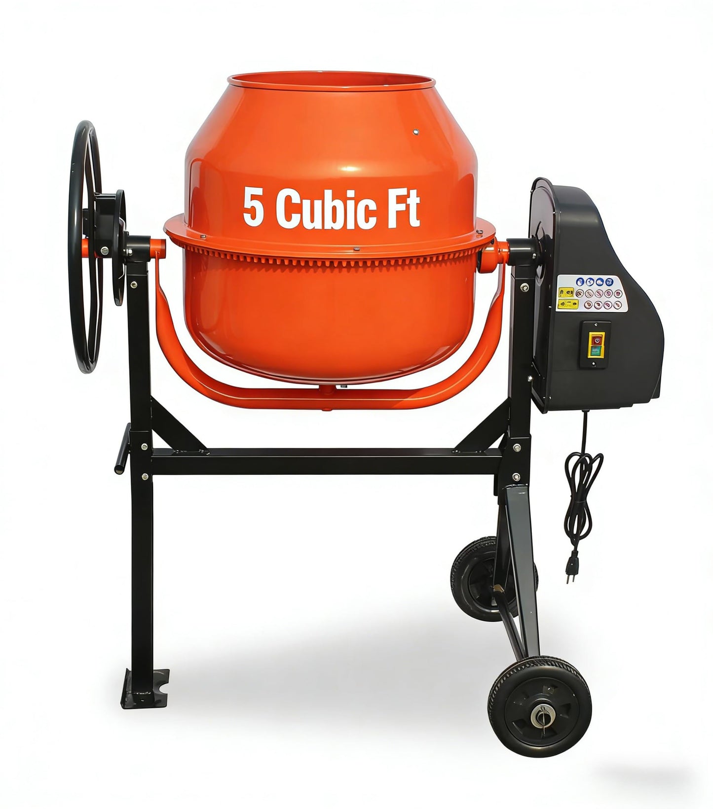 PulSpeed 5 Cubic Ft Concrete Cement Mixer with Wheel and Stand,Electric ConcreteMixer 0.75 HP 550W Adjustable Tilt, Portable Heavy Concrete Mud Mixer Toolsfor Mortar Stucco Seeds and Fodder