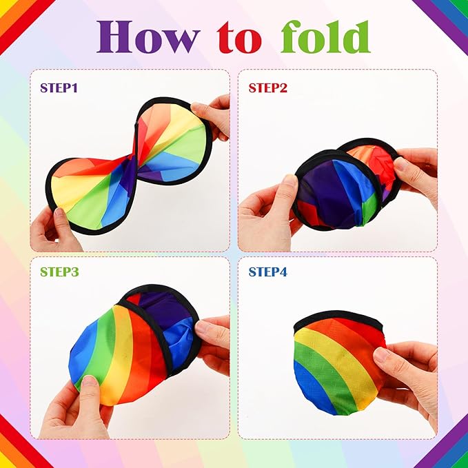 Gejoy Foldable Flying Disc Fans Bulk with Bags 9.8 Inch DIY Sublimation Handheld Cooling Fan Beach Flying Disc for Summer Outdoor Games Activities Birthday Wedding Party Favors