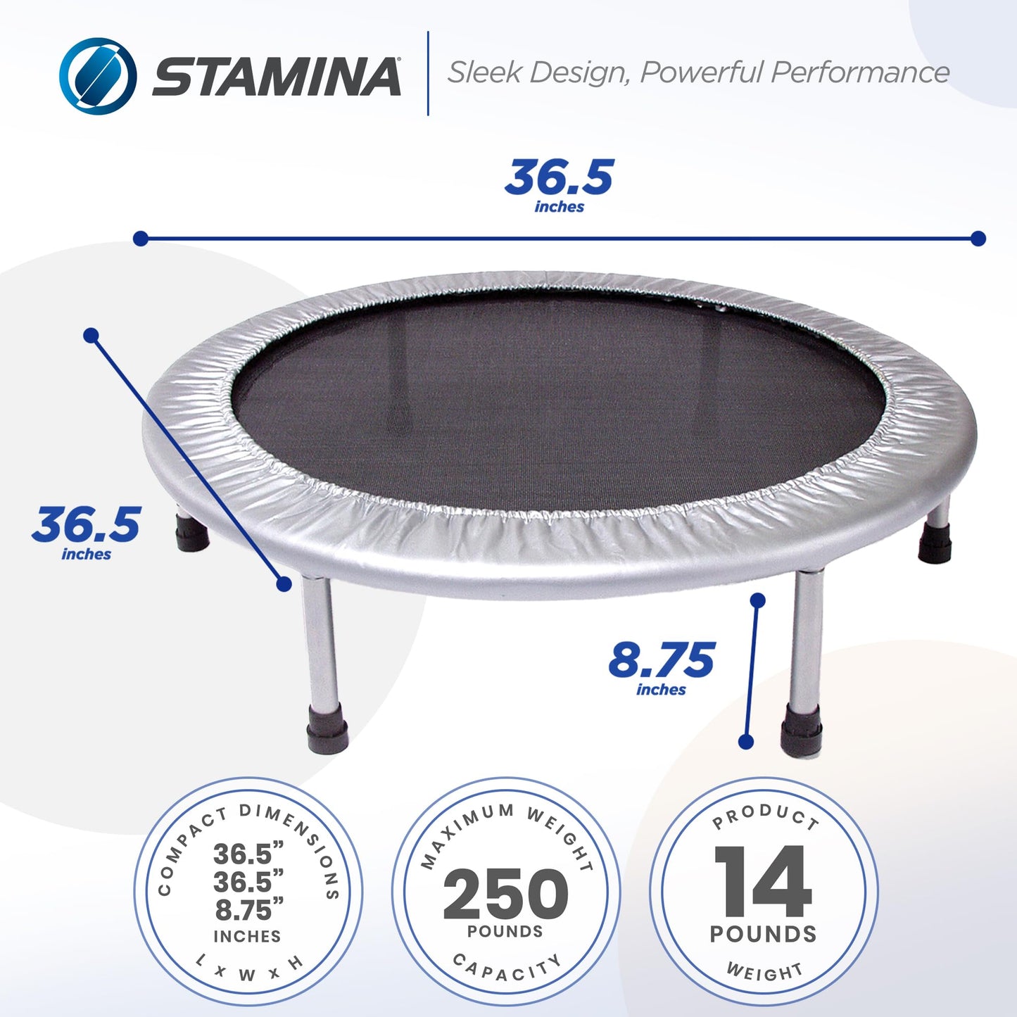 Stamina 36-Inch Folding Trampoline | Quiet and Safe Bounce | Supports Up To 250 Pounds