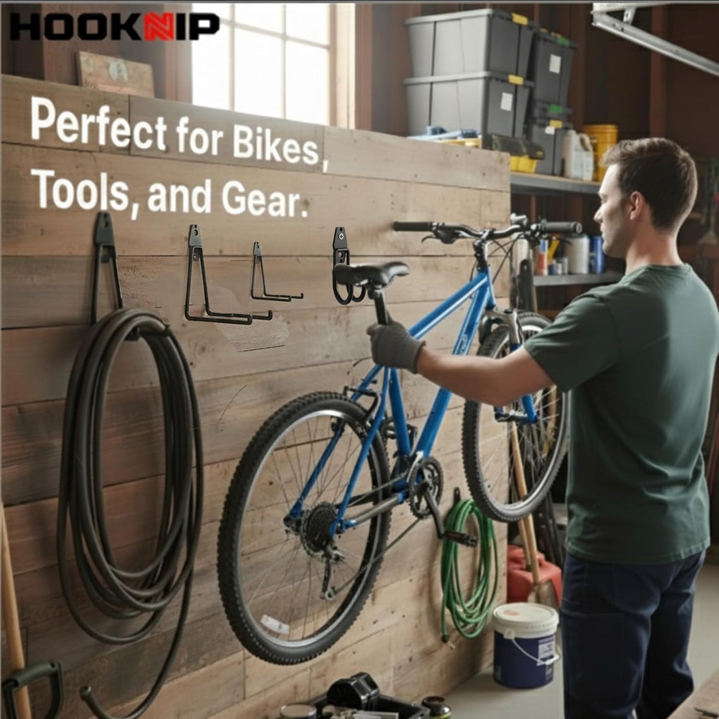 Pack 13 Heavy Duty Garage Hooks - Multi-Sized Wall-Mounted Tool Hangers with Anti-Rust PVC Coating | Ideal for Bikes, Ladders, and Garden Tools