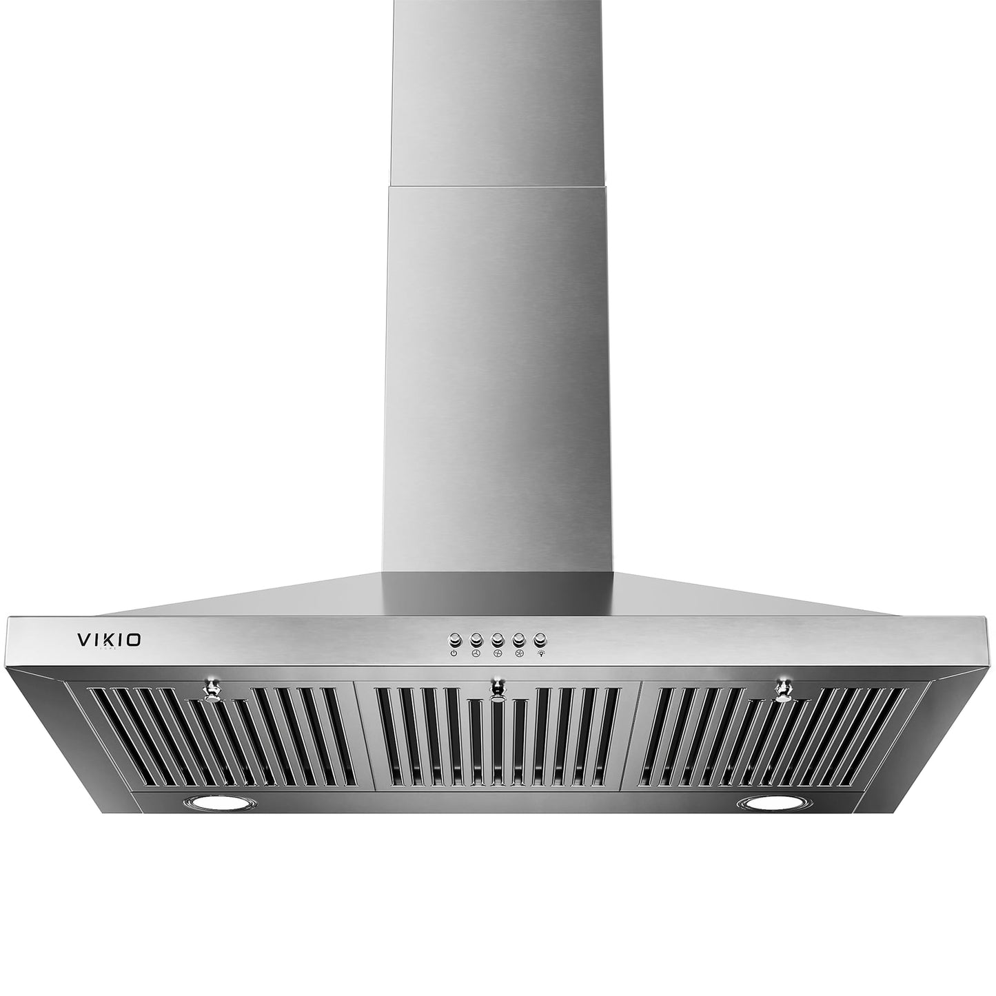 VIKIO HOME Wall Mount Range Hood 36 inch, 600 CFM Kitchen Vent Hood, Ducted or Ductless, with Charcoal Filters, Stainless Steel Baffle Filters & Dual LED Lights
