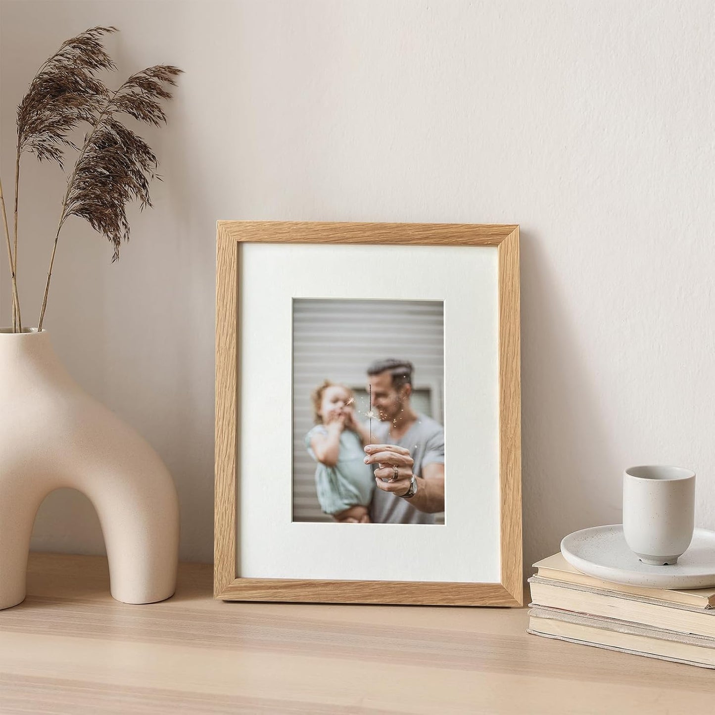 Solid Oak Wood 8x10 Picture Frame by [Brand Name] - Versatile Wall & Tabletop Display | Natural Finish