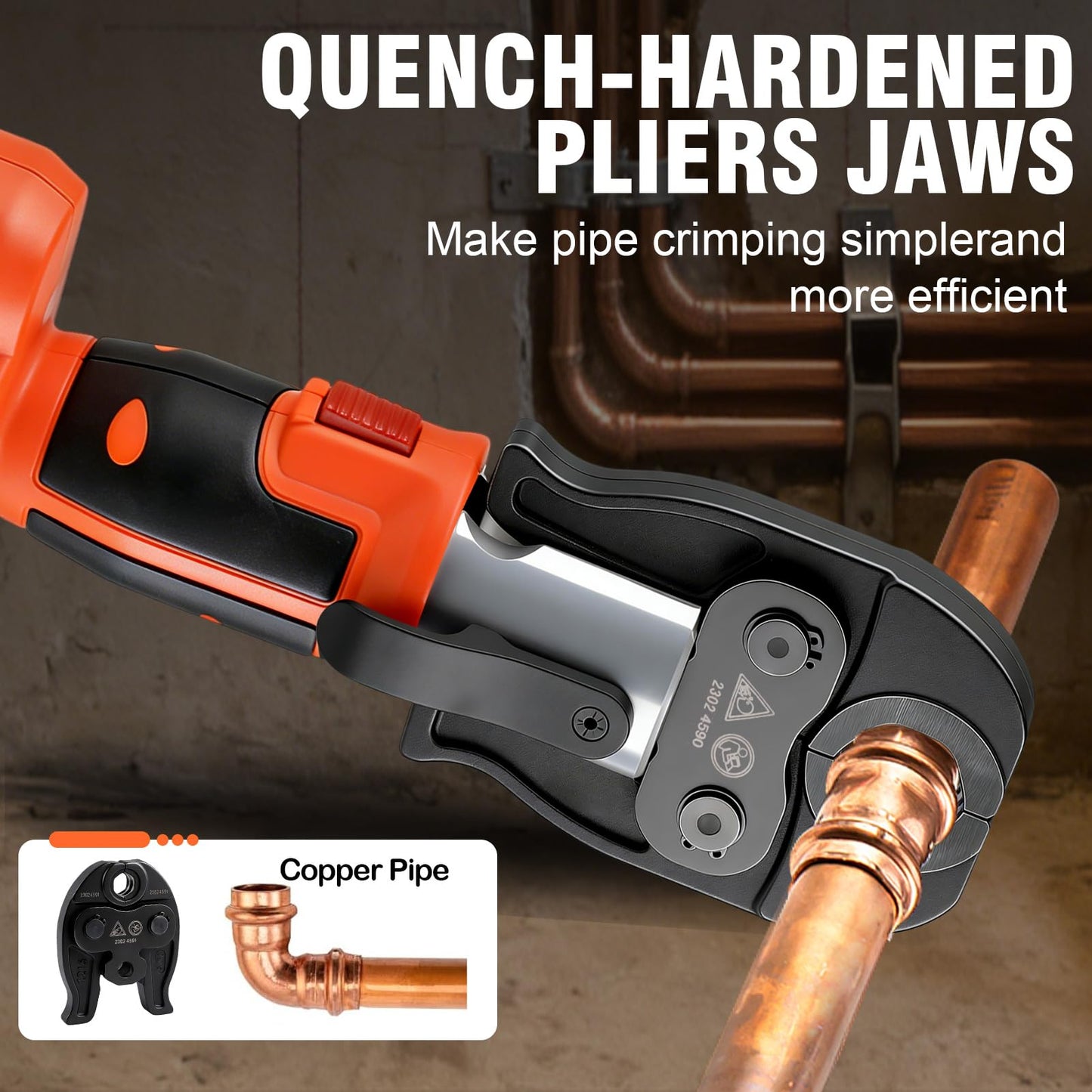 HZLZRZ Pro Press Tool with 1/2", 3/4", 1"Pro Press Copper Crimper Tool with 12-Ton Hydraulic Power, Apply US Standard Copper Pipe or Stainless Steel Tube, Suitable for Plumber