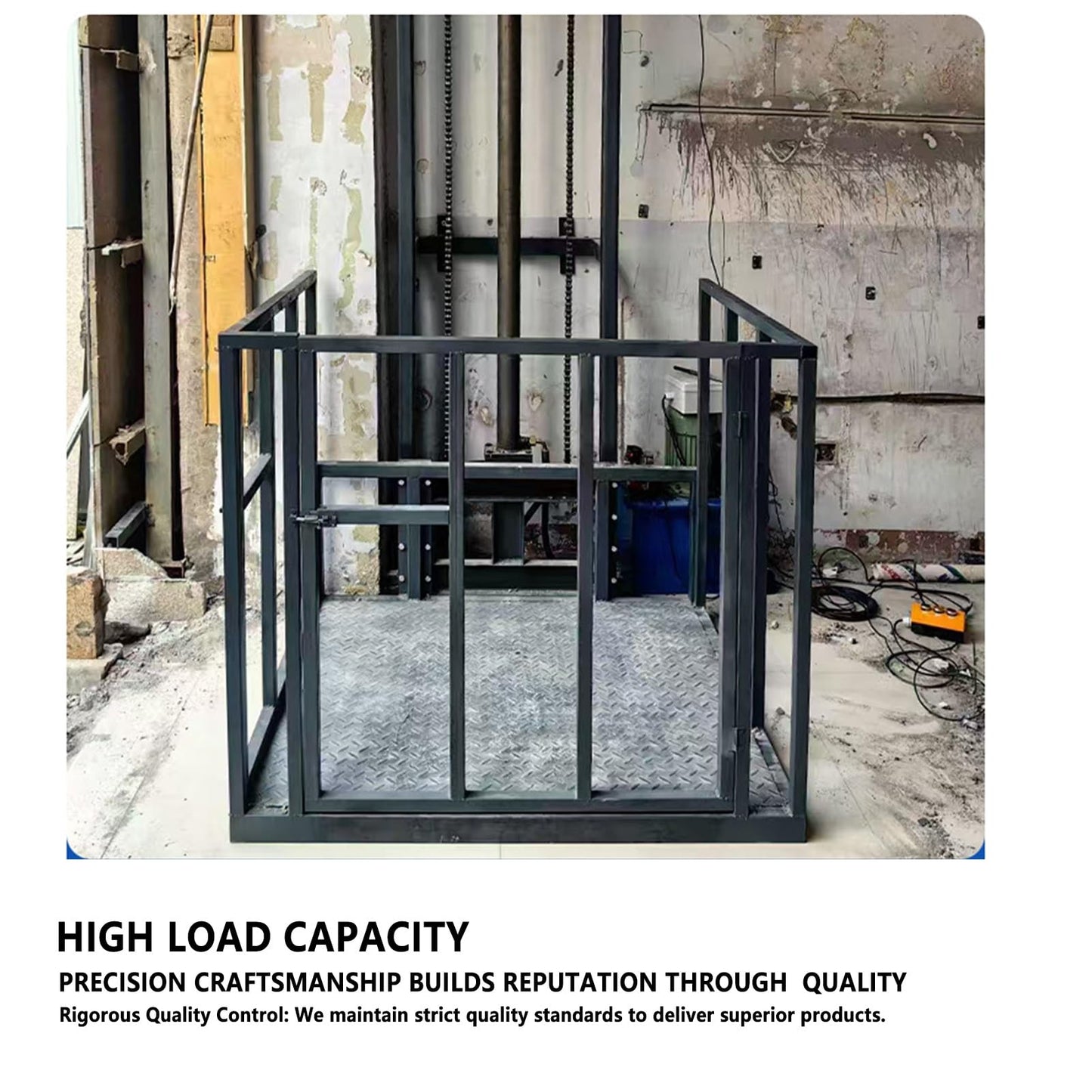 1-Ton/2200-Pound Capacity Electric Lift Table, Wall-Mounted Freight Elevator for Factory, Warehouse, and Home Use, 9.8-Foot Lift Height Hydraulic Lift Track Crane(9.8FT Lifting Height)