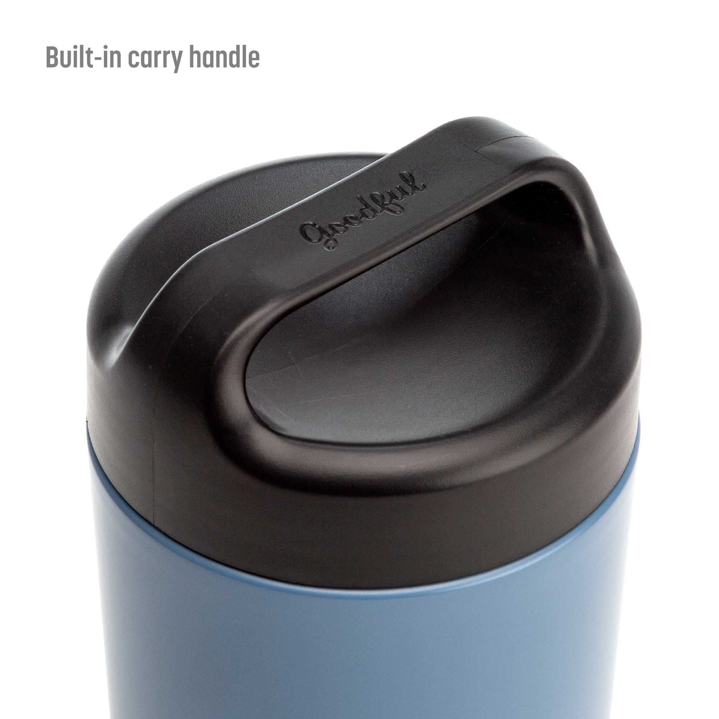 Goodful Stainless Steel Food Jar, Double Wall Vacuum Sealed Insulated Food Storage Container with Carry Handle Lid, 16-Ounce, Deep Blue