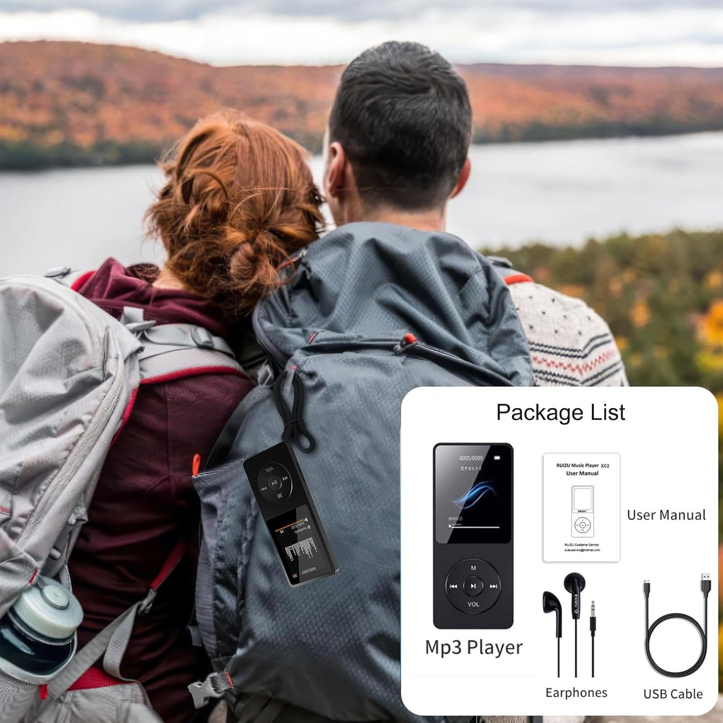 Wodgreat MP3 5.0, 1.8 inch 128GB(Black, 32GB) Player with Bluetooth Screen Portable Music Player with HD Speaker, HiFi