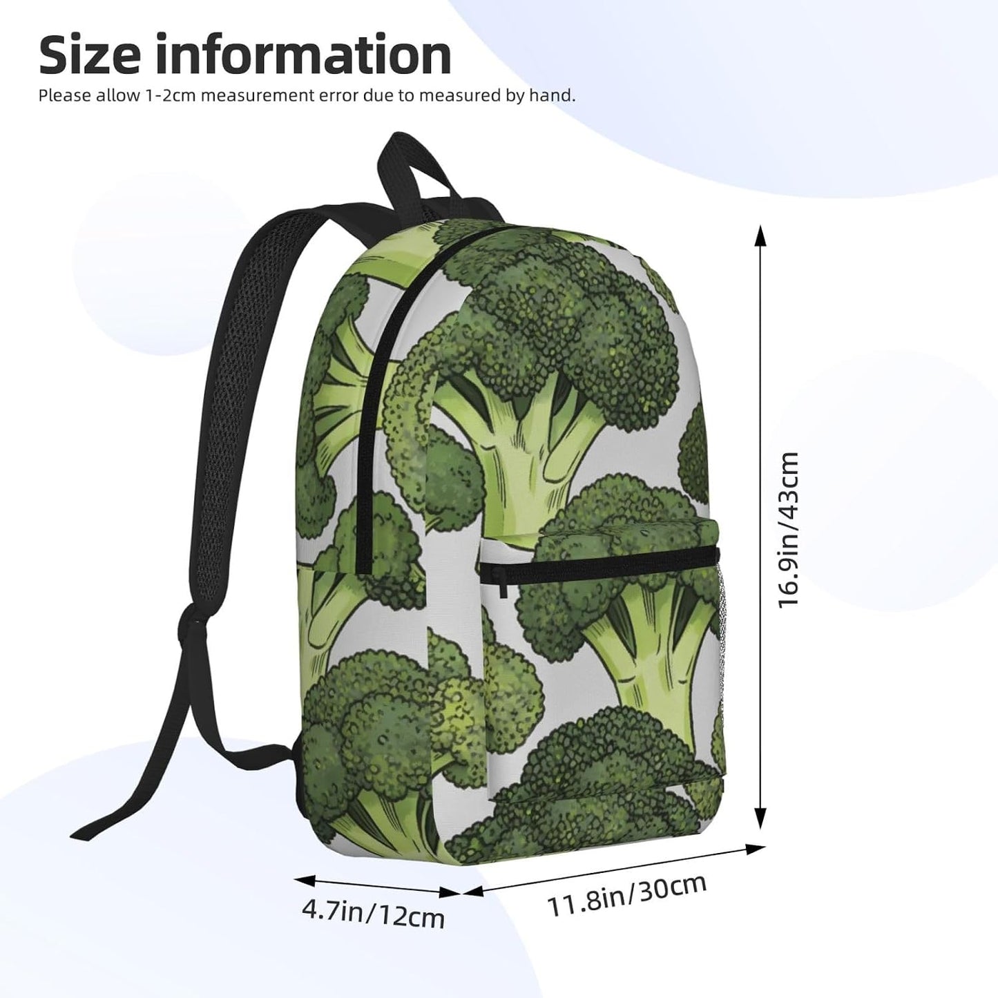 Zelinge Backpack Backpacks 17 Inches Cartoon Broccoli Travel For Men Women Travel Laptop Bag Tall
