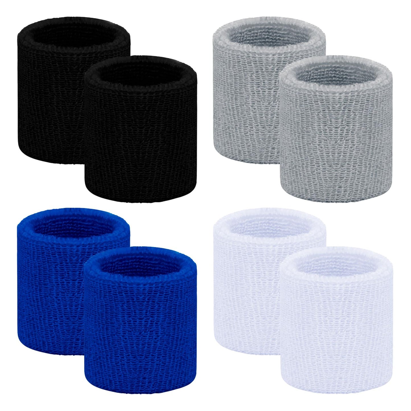 toresper 8 Pack Sweatbands Sports Wristband for Men & Women, Breathable Wrist Band Absorbent Sweat Band for Tennis, Basketball, Running, Gym, Working Out (Black,White,Gray,Blue)