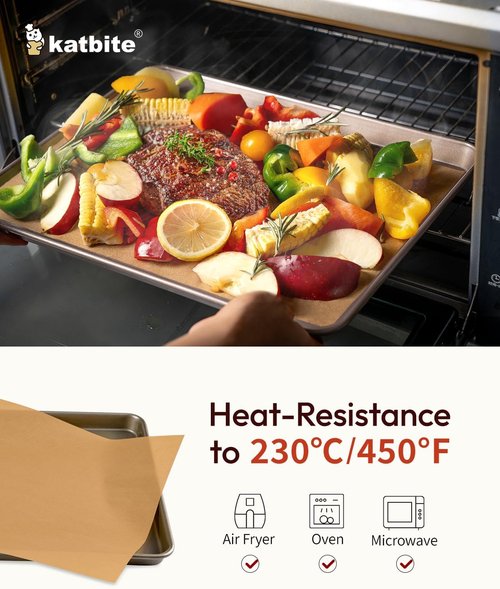 Katbite Unbleached Parchment Paper Sheets - 75 Pcs Heavy Duty Non-Stick 12x16 IN for Baking & Air Fryer