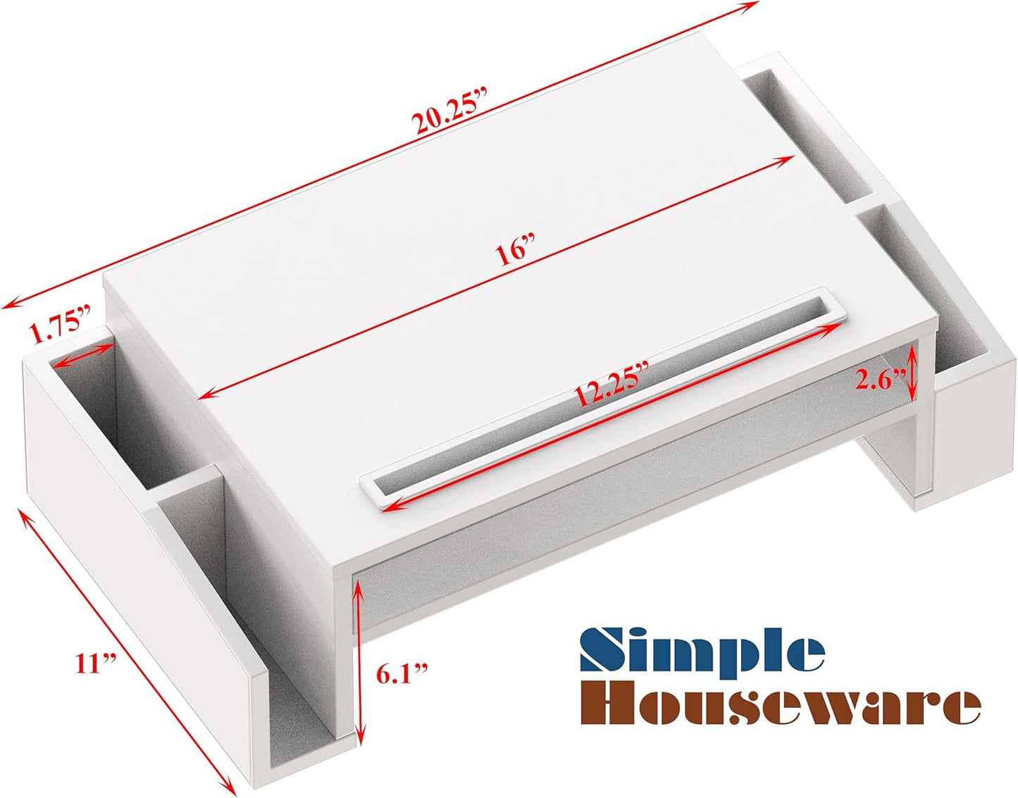 Simple Houseware Adjustable Monitor Stand Riser with Organizer Tray - White